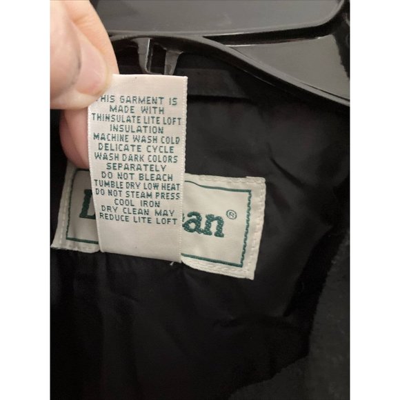 LL Bean Coat Mens Large Parka Coat Hidden Hoodie Black Red Outdoor Adult OP928 - Picture 5 of 10